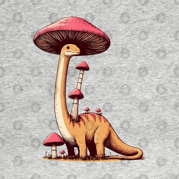 Kawaii simple Mushroom Hat Dinosaur Bronotosaurus by TomFrontierArt